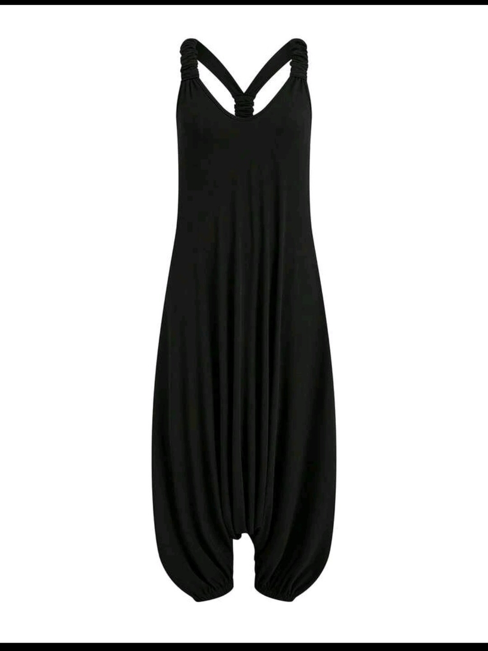 Black Sleeveless Harem Jumpsuit with Knotted Straps